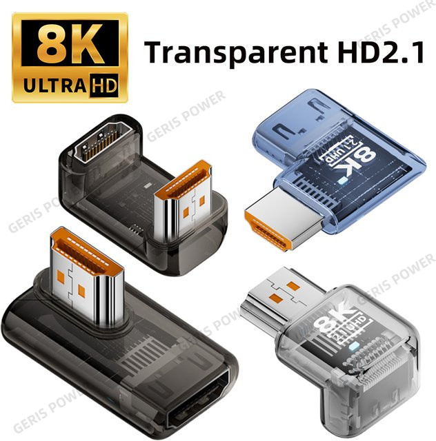 Geris Power HDMI 2.1 Adapter 8K @ 60Hz Stecker auf Buchse Extender in Blau für HDTV PS4 PS5 und Laptop mit 90 270 360 Grad Drehung - Bild 1
