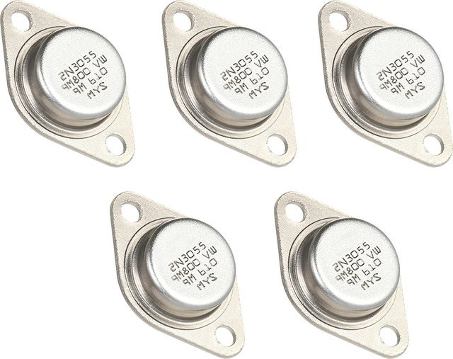 Aramox 5er Set NPN Leistungstransistoren 2N3055 im TO-3 Metallgehäuse Farbe Silber - Bild 1