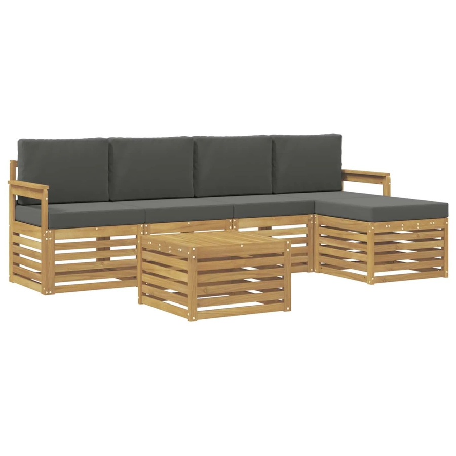 vidaXL Outdoor-Sofagarnitur 6-teilig aus Akazienholz mit Polsterung in Weiß und Anthrazit, B/T/H: 59 x 59 x 37 cm - Bild 2