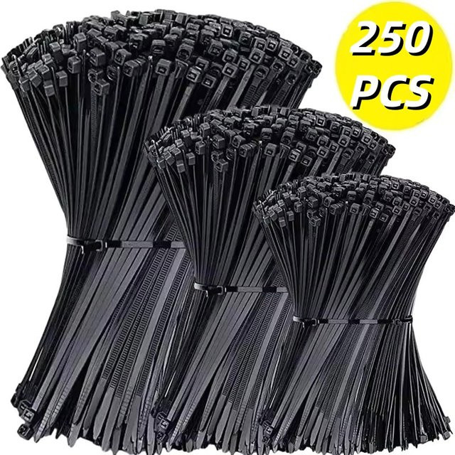 Selbstsichernde Kunststoff-Nylon-Kabelbinder in Schwarz, Breite: 0,8 cm, Länge: 20 cm - Bild 1