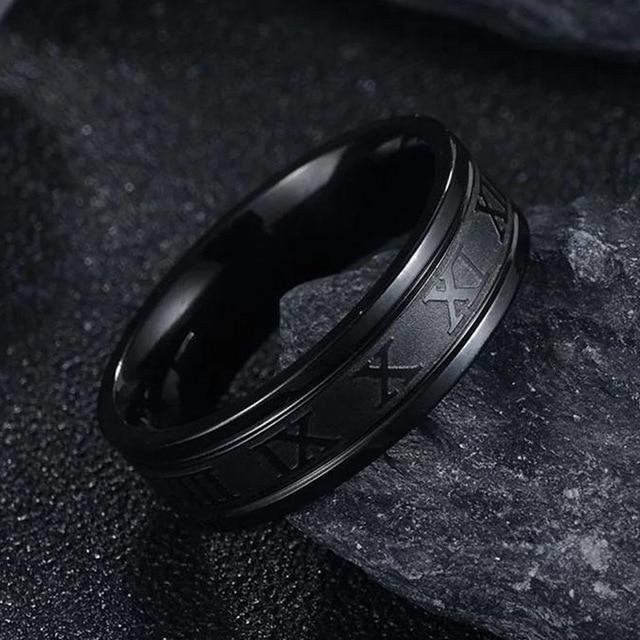 YIRAN Jewelry Ring, Edelstahl, Schwarz, Vintage, Herren - Bild 1