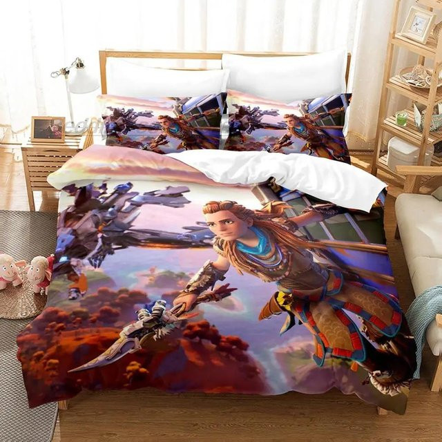 Horizon Zero Dawn Bettwäsche Set mit 3D Anime Design, 2-teilig, Multicolor, B/H: 133 x 70 cm - Bild 1