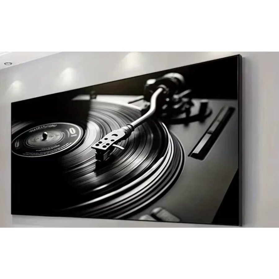 AZNM Vinyl-Plattenspieler Leinwandkunst Wanddekoration in Schwarz-Weiß - Bild 3