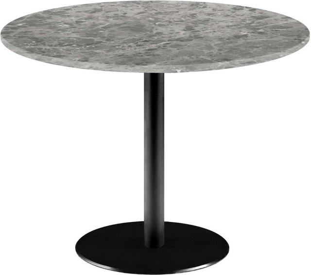 RestooTab Tisch Rome XL rund, Farbe Steingrau/Marmoriert und Schwarz, H x Ø: 73 x 120 cm - Bild 1
