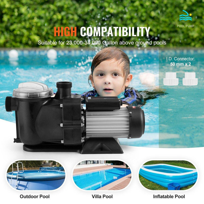 Oberirdische Pool-Pumpe von Buying Solutions, MB, einphasig, 1,5 PS, 100 GPM, 2850 U/min, Schwarz - Bild 11