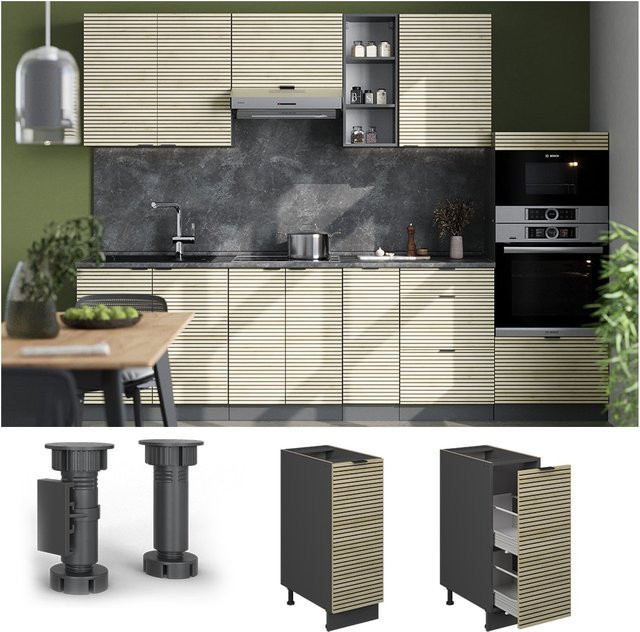Vicco Apothekerunterschrank Fame-Line in Anthrazit und Eiche mit Arbeitsplatte, Breite: 30 cm, Tiefe: 30 cm, Höhe: 30 cm - Bild 1