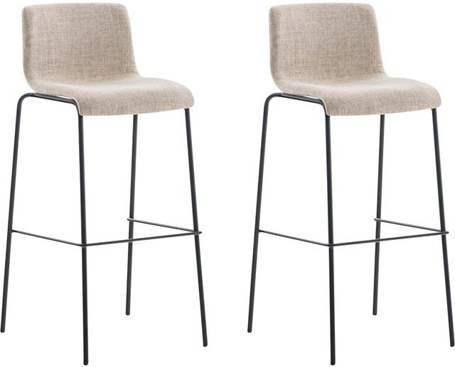 TPFLiving 2er Set Barhocker Hope mit 4-Fuß Gestell in Schwarz und Creme Stoff - Bild 1