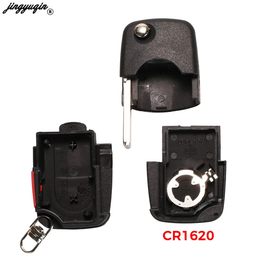 Jingyuqin Ersatzgehäuse für Audi A2 A3 A4 A6 A8 TT RS4 Funkschlüssel in Schwarz mit 2/3/4 Tasten und CR1620/CR2032 Batterieaufnahme - Bild 3