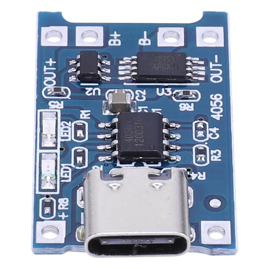 20 Stück TP4056 Lithium-Batterie Lademodul mit USB-C Anschluss und Doppel-Schutzfunktion, 5V 1A, Blau - Bild 2