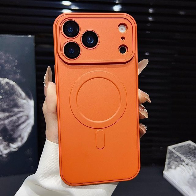 Tuiying002 MagSafe Magnetische iPhone Hülle mit Kameraschutz und mattem Softcase in Schwarz, Transparent oder Orange - Bild 1