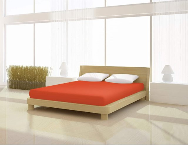 Mr. Sandman Spannbetttuch de luxe aus Elastan in Orange, B: 90-100 cm, L: 200-220 cm - Bild 1