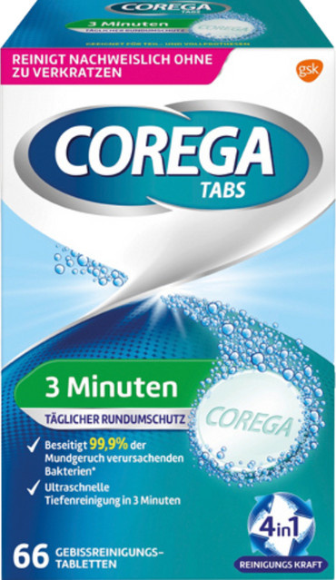 Corega 3 Minuten Tabs 4in1 Gebissreinigungstabletten, 66 Stück - Bild 1