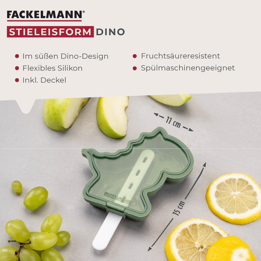 Fackelmann Eisform Mini Cooking Dinosaurier in Grün mit Stiel aus Silikon und Kunststoff - Bild 3