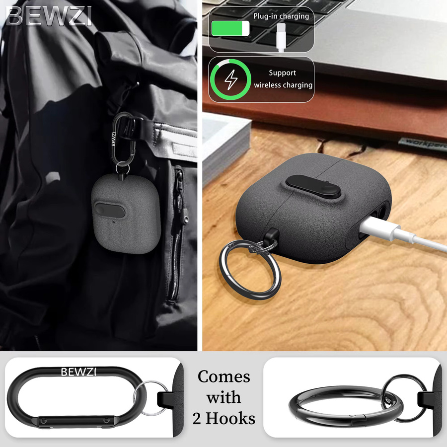 Samsung Galaxy Buds3 Pro / Buds3 / Buds3 FE Schutzhülle Vogue in Grau mit Druckknopfschalter und kratzfestem Design - Bild 5