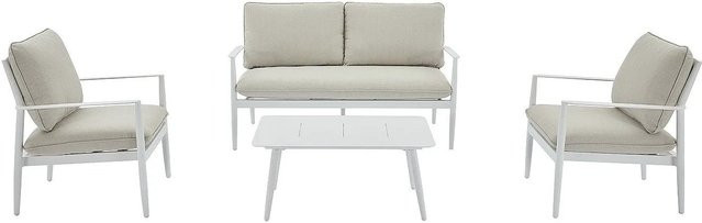 Gartensitzgruppe Tavinya von MYLIA aus Aluminium in Weiß und Beige, Breite: 147 cm - Bild 1