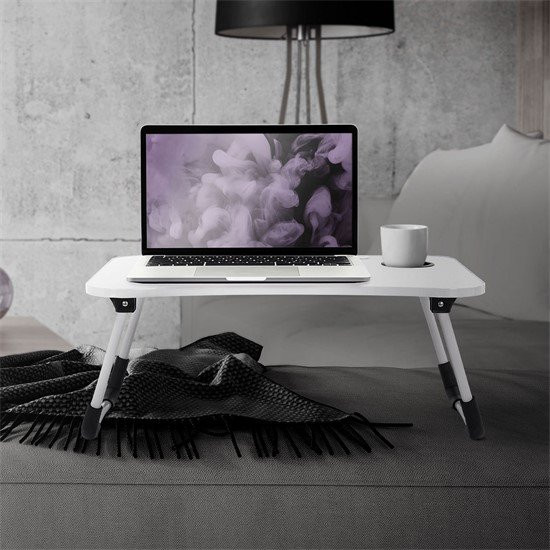 ML-Design Klappbarer Laptoptisch mit USB-Ports und Lampe in Weiß, B/T: 60 x 40 cm - Bild 1