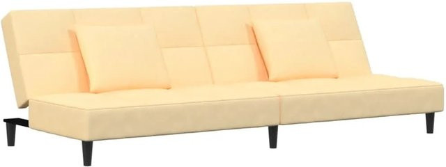 vidaXL Schlafsofa 2-Sitzer Click-Clack mit 2 Kissen aus Samt in Creme und Beige mit Holzrahmen - Bild 1