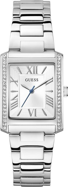 Guess Damenuhr Bonnie, Quarz, Edelstahl, eckig, 27 mm, Weiß - Bild 1