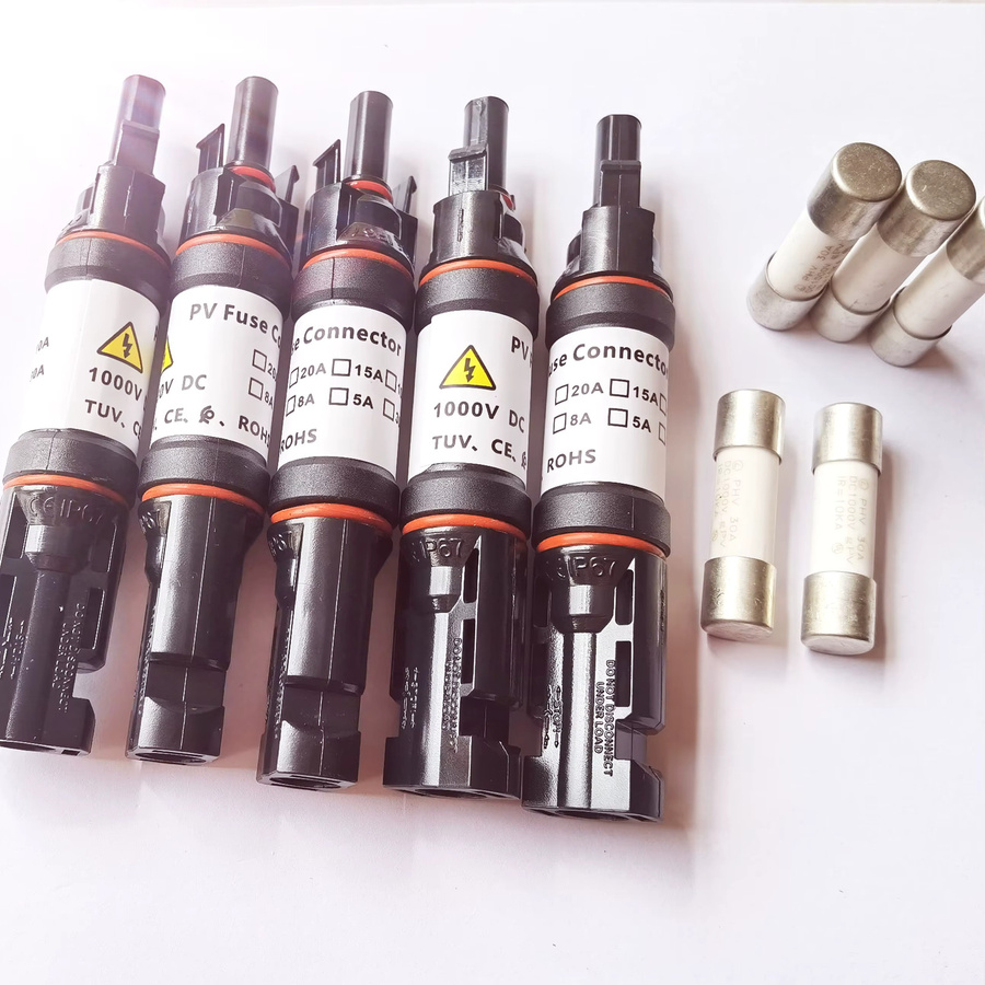 Snaterm DC-Solar-Sicherungsstecker mit Inline-Sicherung für Solarpanel-Systeme, 1000 VDC, 10 A, Schwarz - Bild 2