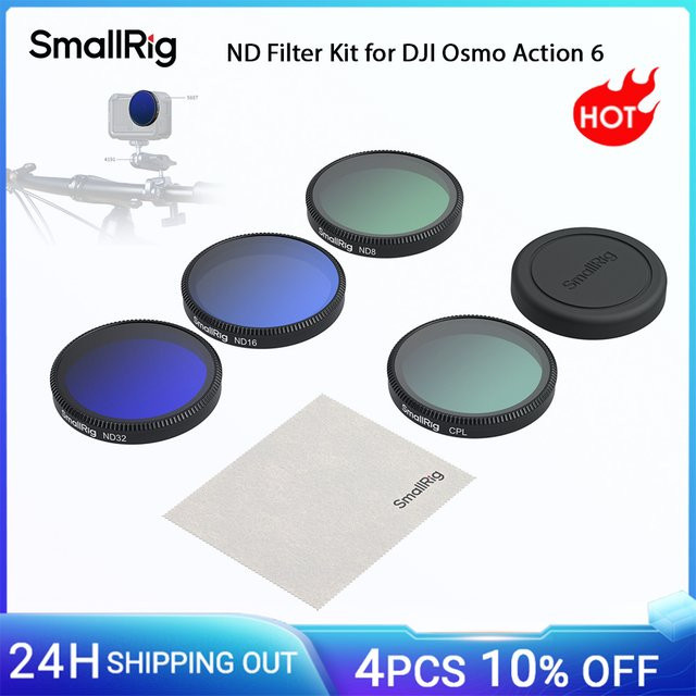 SmallRig ND-Filterset für DJI Osmo Action 6 mit ND8, ND16, ND32 und CPL-Filter sowie Silikon-Lenscap - Bild 1
