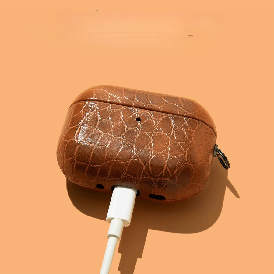 Luxus Kunstleder Kopfhörerhülle mit Krokodilmuster und Initialen für Apple AirPods 1, 2, 3, 4 und Pro 2 - Bild 2