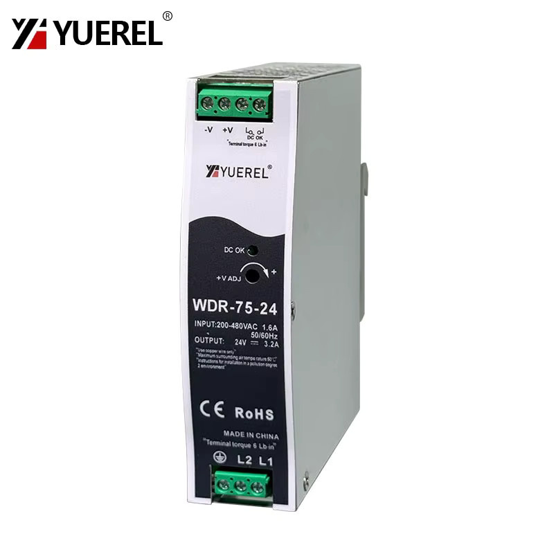 YUEREL Industrielles DIN-Schienen-Schaltnetzteil mit Einzelausgang, 380V AC Eingang, wählbar zwischen 75W, 120W, 150W, 240W oder 480W, 12V, 24V oder 48V Ausgang - Bild 3