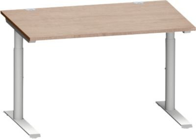 Schäfer Shop Genius Schreibtisch MODENA FLEX, höhenverstellbar, Eiche-Dekor/weiß, B: 120 cm, T: 80 cm, H: 75-80 cm - Bild 1