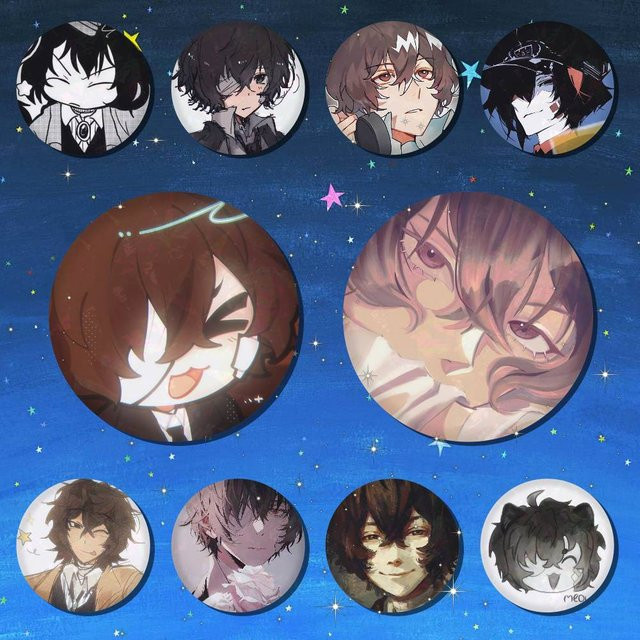 Brosche Osamu Dazai Icons Acryl-Snap-in-Pins, rund, Unisex - Bild 1