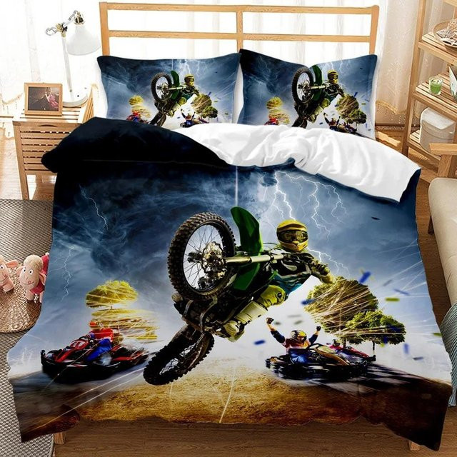 Motocross Bettwäscheset Binchi Outdoor Product mit Motocross-Design für Jugendliche, 2-teilig, Multicolor, B/H: 70 x 133 cm - Bild 1