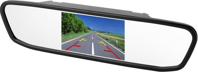 CosyHome Auto Rückspiegel Monitor mit 4,3 Zoll HD TFT LCD Bildschirm und 2 Kanälen Videoeingang in Grau - Bild 1