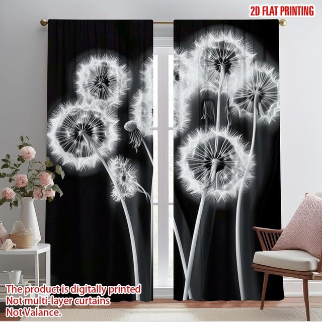 Yiran Home 2er-Set Rollos mit Löwenzahn-Motiv aus Polyester, B x H: 52,5 x 116 cm - Bild 1