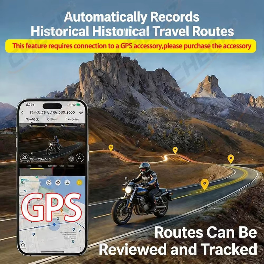 WDSZKMYF Motorrad-Dashcam mit Einzel- oder Doppellinse, wasserdichte Action-Camera mit 2K Front-DVR, 480P Rückkamera, GPS und Nachtsicht, Schwarz - Bild 4