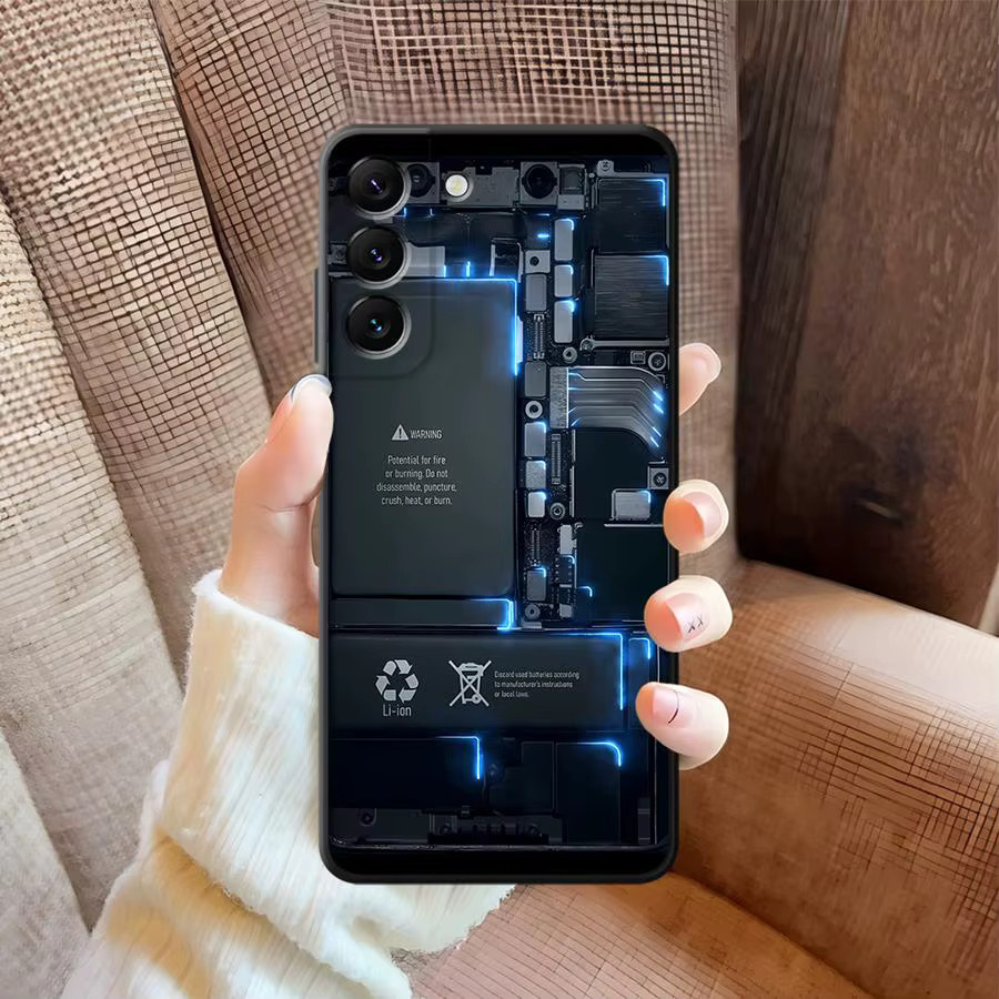Handyhülle mit Platinenmuster für Samsung Galaxy A03s A12 A13 A15 A16 A17 A20 A40 A50 A04 A05 A06 A70 in Schwarz - Bild 3