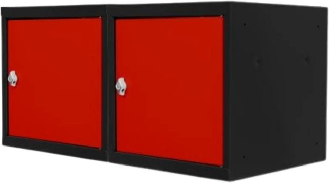 PROREGAL Blocky Schließfachwürfel Set aus 2 Stück mit Drehriegelschloss für Vorhängeschlösser, Farbe: Anthrazit/Verkehrsrot, B/T/H: 40 x 40 x 40 cm - Bild 1