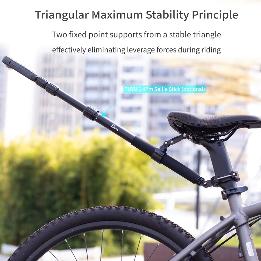 Camsteer Premium Fahrrad-Sitzhalterung in Schwarz für Dritte-Personen-Ansicht, kompatibel mit GoPro Max2 Hero 13 12, Insta360 X6 X5 X4, Ace Pro2 und DJI Osmo360 Kameras - Bild 2