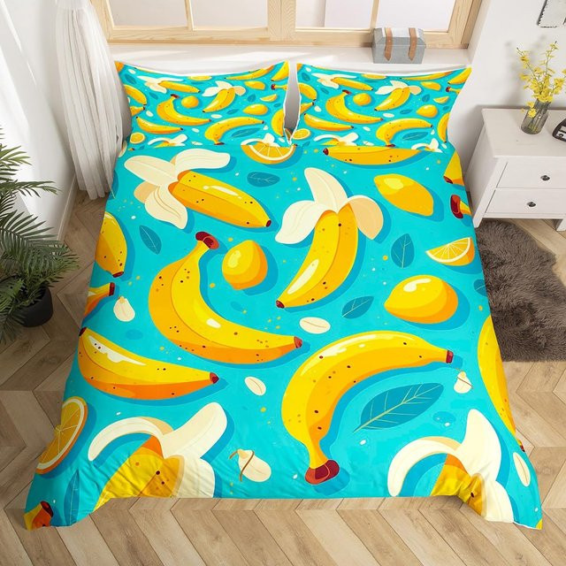 Scuple Bettwäsche-Set mit Bananen-Print in Gelb, Microfaser-Bettwäsche für Kinder, B/H: 200 x 200 cm - Bild 1