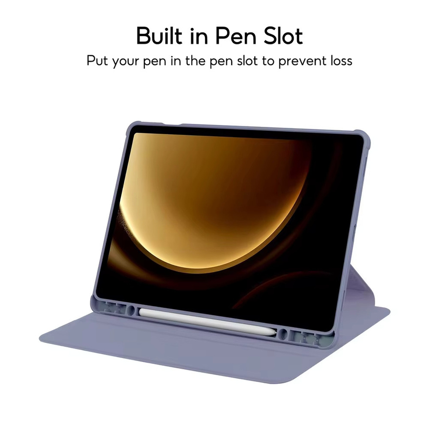 Samsung Schutzhülle mit 360 Grad Rotation und Stifthalter als Flip Cover in Grau für Galaxy Tab A9 S9 S8 S7 Plus FE A8 S6 Lite - Bild 4