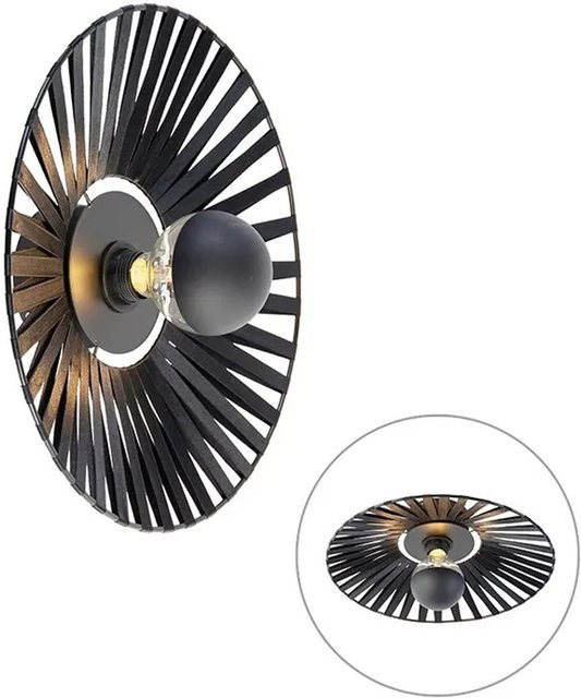 QAZQA Leia Wandleuchte im rustikalen Design, Schwarz, Höhe: 40 cm - Bild 1