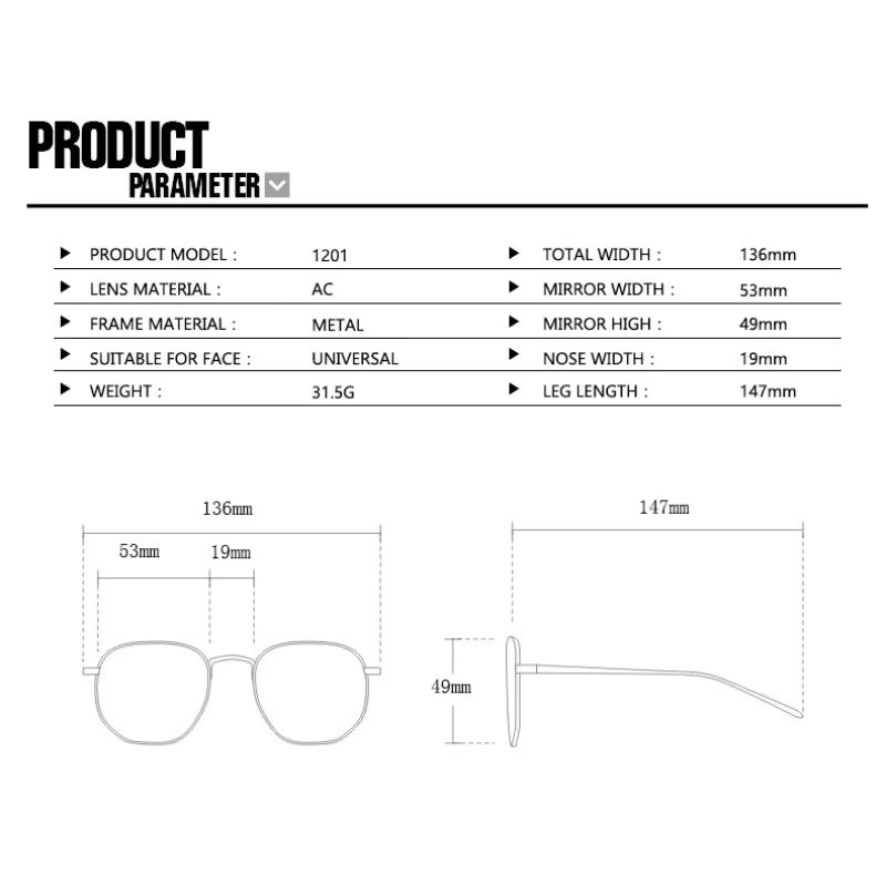 MDOD Sonnenbrille, rund, Metall, Unisex - Bild 3