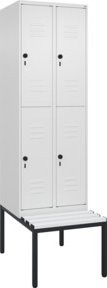C+P Doppelstock-Spind Classic PLUS Sitzbank mit 2 Abteilen und Sicherheits-Drehriegel, Farbe: Anthrazit/Grau, B/T/H: 212,0 x 60,0 x 81,5 cm - Bild 1