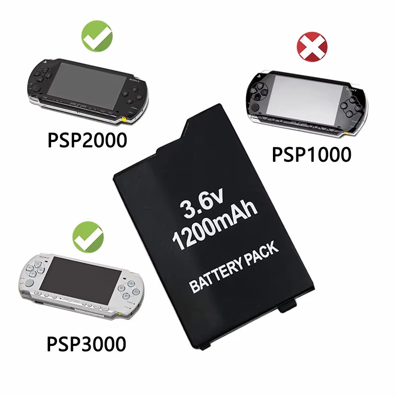Sony Wiederaufladbarer Lithium-Ionen-Akku für PSP2000 PSP3000 PSP-S110 Konsolen und Gamepads, 1200mAh, 3,6 V, Schwarz - Bild 3