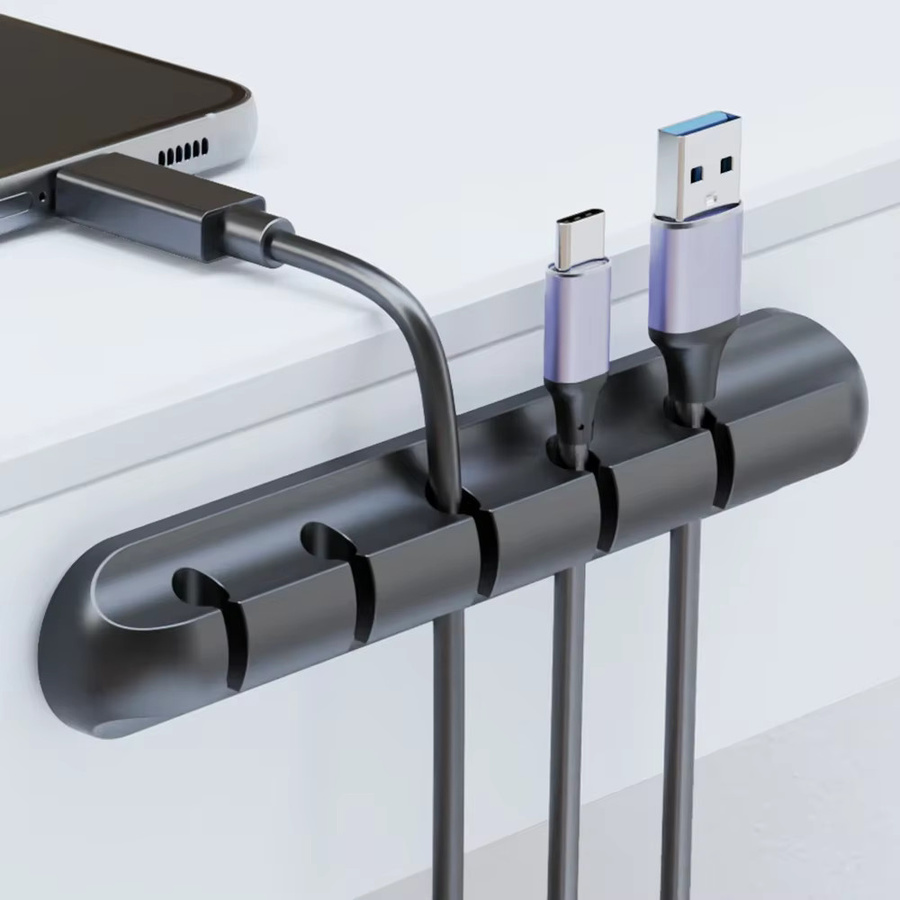 Silikon Kabelhalter MouseHeadphone Kabel Organizer für USB-C Kabel in Schwarz und Weiß - Bild 2