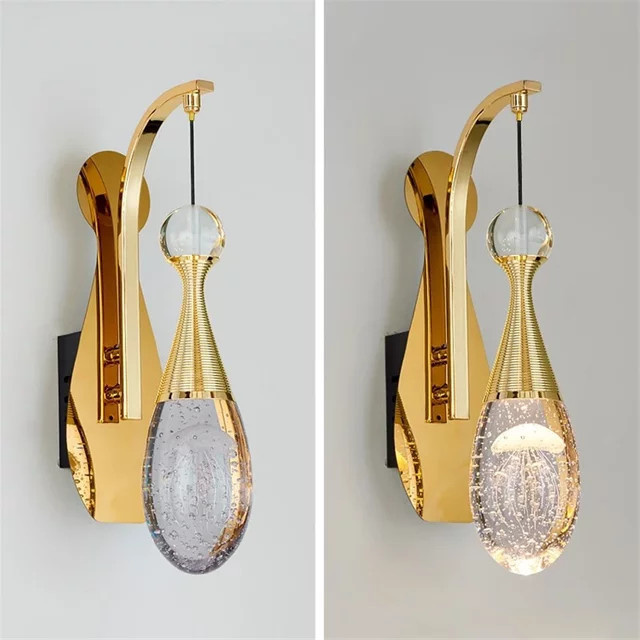 Lava Corki Nordic Moderne Luxus Kristall Wandleuchte in Quallen-Design, Farbe Gold/Messing, Transparent - Bild 1