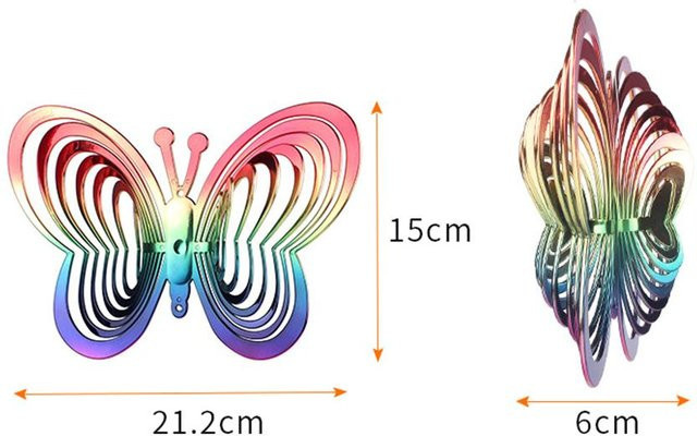 KONNWEI Schmetterling Windspiel aus Plastik in Grün zur Aufhängung für den Garten und Outdoor-Bereich - Bild 1