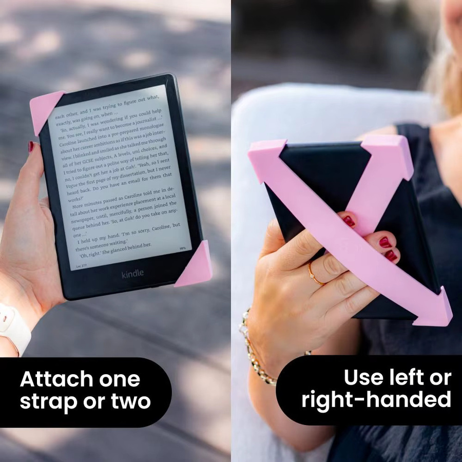 Hochelastischer Griffhalter aus PU-Leder mit Handschlaufe für E-Reader 6–7 Zoll in Blau - Bild 3