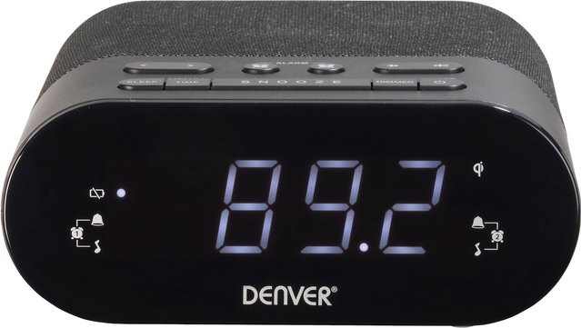 Denver CRQ-107 Radiowecker mit PLL/FM, Dual Alarm und Qi-Ladung, schwarz - Bild 1