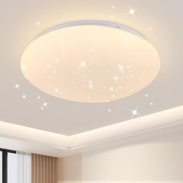 LED Deckenleuchte Sternenhimmel in Weiß, Rund, Durchmesser: 25 cm, 12W, Warmweiß 3000K - Bild 1