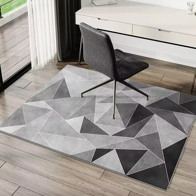 VIKAMA Kristall-Samt-Teppich in Grau mit geometrischem Design für Zuhause und Home-Office - Bild 1