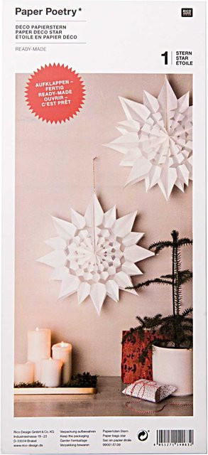 Rico Design Weihnachtlicher Papiertüten-Stern in Weiß, groß - Bild 1