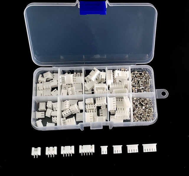 230 Stück XH2.54 Terminal Kit mit Gehäusen und Pin Headern in Weiß, 2,54mm Pitch JST Stecker und Drahtanschlüsse Adapter Set - Bild 1